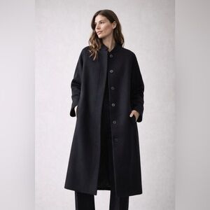 COS Minimalist Wool Blend Coat | Dark Navy (Almost Black) | Size 8